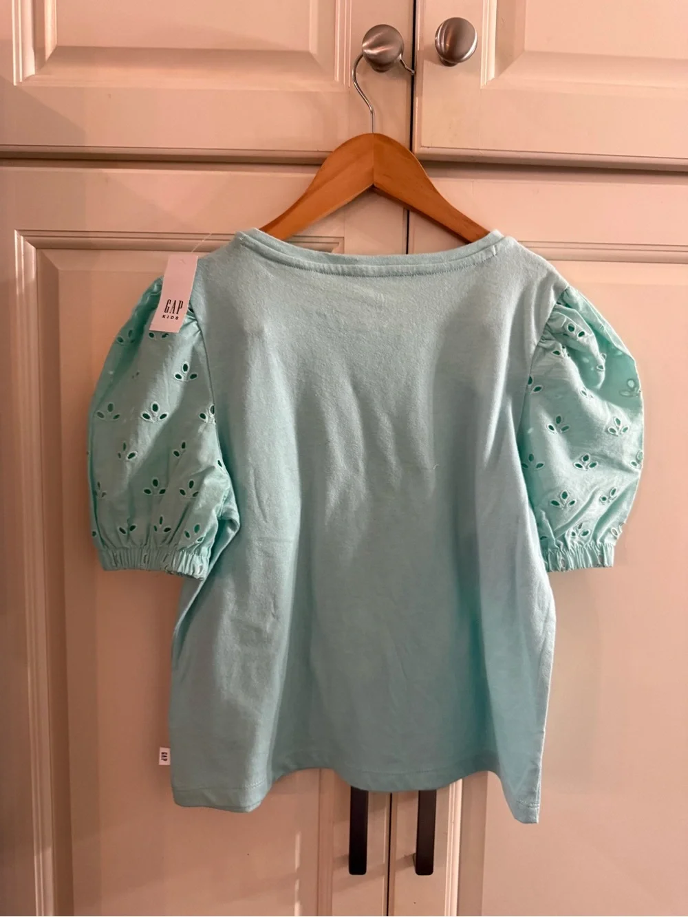 GAP Mint Puff Sleeve Eyelet Top